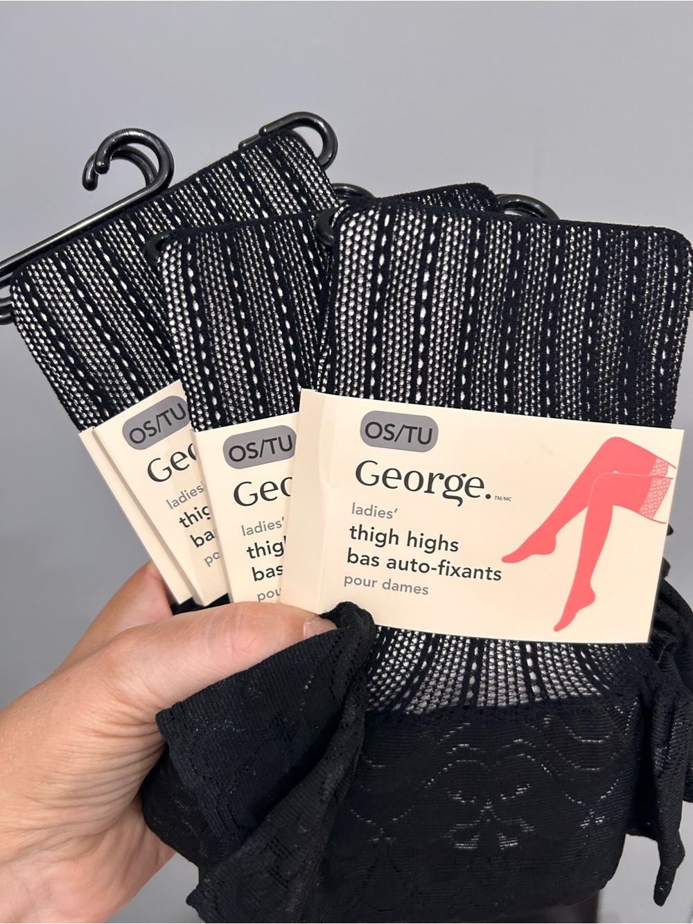 George Ladies' Thigh Highs - Black 4 pack